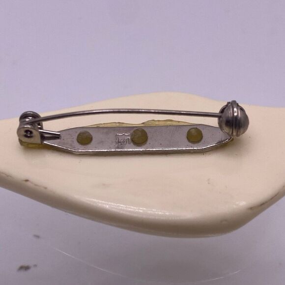 Vintage Celluloid Calli Lily Flower Carved Brooch Pin - Picture 5 of 5